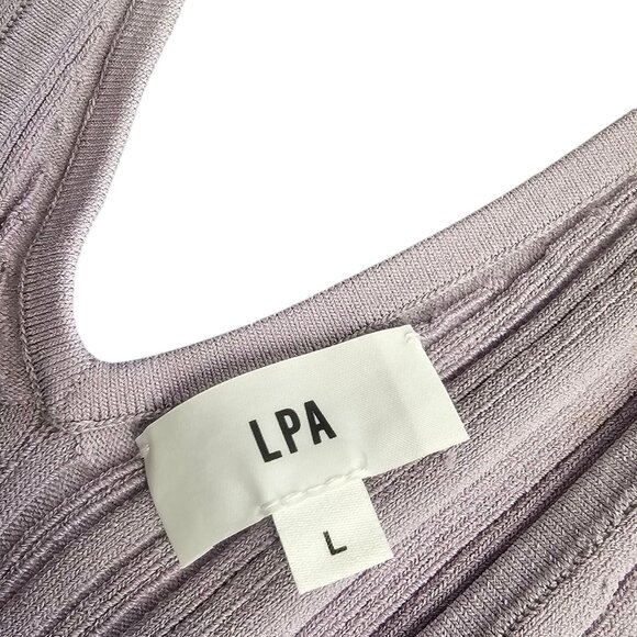 Revolve LPA Delaire Button Off Midi Dress, Dusty Purple, Stretch, Ribbed, Size L - Picture 5 of 10